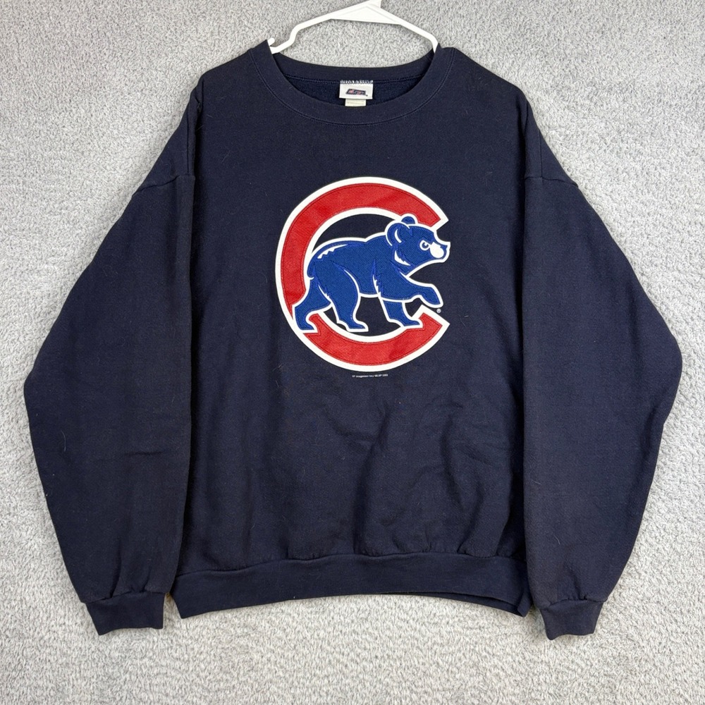 Vintage Chicago Cubs Sweatshirt Mens XL Navy Blue CSA Big Logo 2003 MLB Pullover
